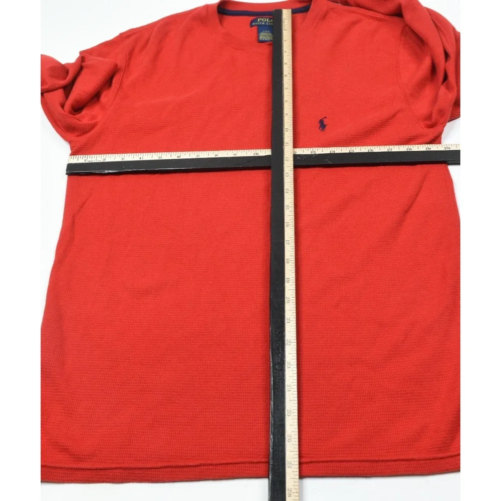 Polo Ralph Lauren Waffle-Knit Thermal Shirt Mens Large Red Long Sleeve Crew